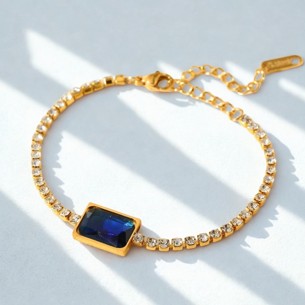 Gold and Blue Gemstone Bracelet